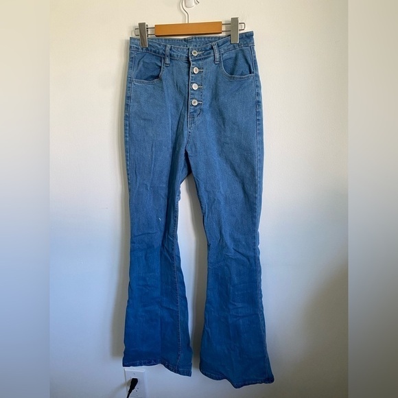 SHEIN High Waist Button Up Flare Hem Jeans • Medium Wash • M Medium - Picture 1 of 10